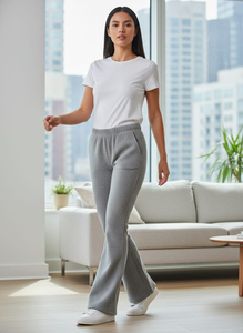 Pantalones de mujer estilo 2026, informales, con logo personalizado, de color liso, pantalones de chándal acampanados para mujer - Product Image 5