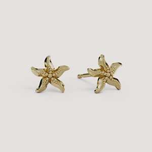 14K 18K Solid Gold Unique Starfish <b>Solitaire</b> Stud Earrings Custom Minimalist Dainty Everyday <b>Summer</b> Delicate Jewelry Manufacture - Product Image 6
