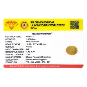 Loose 6.85 Carat Oval Cut Yellow Sapphire Gemstone for Fine Jewelry - Product Image 4