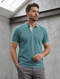 เสื้อโปโลผู้ชาย TESSUTO ผ้าถักเจอร์ซีย์ 100% ผ้าฝ้าย สีเขียวฟอเรสต์ ลายเพชร แจ็คการ์ด แขนสั้น ชุดยูนิฟอร์มกอล์ฟคลับ - Product Image 2