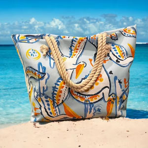 Bolso de mano con estampado de pájaros pintados al óleo para mujer, Dropshipping POD, Bolso tote de cuerda de cáñamo, Bolso de hombro informal y con personalidad para mujer, ideal para la playa - Product Image 3