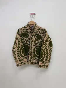 High Quality Cotton Velvet Suzani Embroidered Boho <b>Hippie</b> Indian Women Winter <b>Jacket</b> Breathable Windproof Coat Resort Wear - Product Image 1