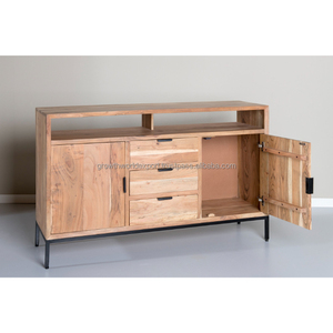 El mejor tablero lateral industrial de madera maciza con 2 puertas y 3 cajones Muebles para el hogar para sala de estar hechos a mano Tamaño personalizable - Product Image 2