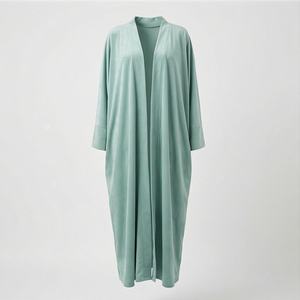 Abaya d'hiver unie, couleur personnalisée, cardigan modeste à manches longues, imprimé sérigraphié, style musulman ouvert pour femme - Product Image 1