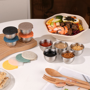 Stainless Steel Kitchen Sauce <b>Bowl</b> Multifunction Silicone <b>Lid</b> Modern Clip-On Sealed Salad Dressing Mustard Tomato Sauce Picnic - Product Image 2