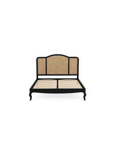 Cama de Plataforma Tradicional Tamaño Queen con Cabecera Tejida y Listones de Madera, Muebles de Dormitorio Elegantes con Temática Antigua - Product Image 1