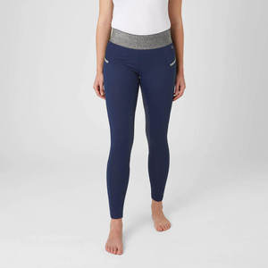 Women's Navy Blue High Waist Full Seat Button Fly Equestrian Breeches with Mesh Panels and Reflective Stripe Spandex/Cotton 2026 - Product Image 4