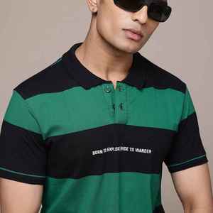 Polo rayé pour homme OEM ODM en coton à manches courtes, respirant, surdimensionné, brodé, décontracté, sportif - Product Image 4