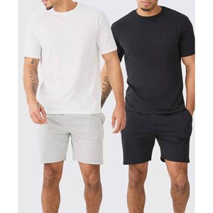 Conjunto Deportivo Informal de Otoño para Hombre, Camiseta Deportiva y Pantalones Cortos, 100% Algodón Transpirable para Entrenamiento, Trotar y Deportes - Product Image 3