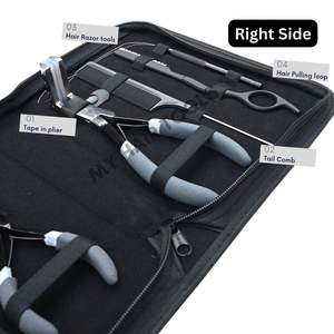 Kit d'outils professionnels pour extensions capillaires avec pince à bandes adhésives, outil de sertissage pour micro-anneaux, rasoir à cheveux et peigne à queue pour séparation - Product Image 3