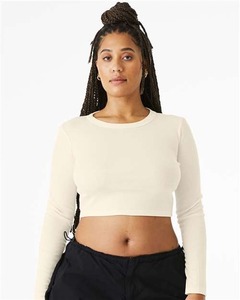 T-shirt court personnalisé pour femme à manches longues, coupe ajustée, en coton, col rond, basique, décontracté, OEM ODM, marque privée, application de mode - Product Image 4