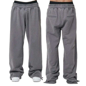 Pantalon de survêtement vintage délavé pour femme, coupe large, taille à cordon, style décontracté streetwear, ample et oversize, idéal pour la détente - Product Image 4