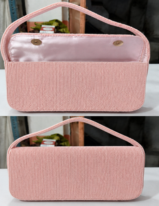 Handmade <b>Pink</b> Rectangular <b>Purse</b> With Floral Embroidery Cotton Textile Craft - Product Image 2