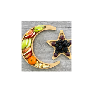 Bandeja de madera para servir comida, plato con diseño de luna y estrella, decoración de mesa de madera para Eid Mubarak, para festivales y fiestas musulmanas. - Product Image 1