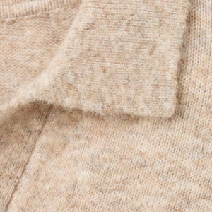 Pull polo à manches longues en tricot naturel pour homme, mélange doux de laine/viscose, coupe classique, col en V, anti-plis, beige, décontracté, hiver - Product Image 6