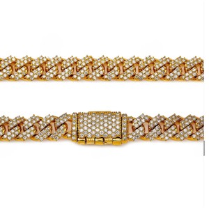 7MM 22" Wholesale 925 Sterling Silver Cuban Link Chain VVS Moissanite Yellow <b>Gold</b> Plating Hip Hop Jewelry - Product Image 1
