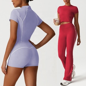 Ensemble de sport 3 pièces pour femme à séchage rapide, respirant et uni : Legging, veste de compression à manches longues et brassière de sport pour le yoga et la gym - Product Image 6