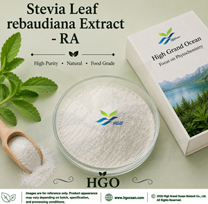 HGO Suministro directo de fábrica Extracto de hoja de Stevia natural rebaudiana (grado alimenticio) Especificación RA 60% (extracto estandarizado) - Product Image 1