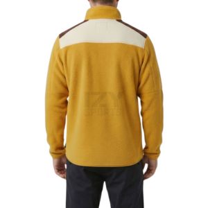 เสื้อแจ็คเก็ตขนแกะโพลาร์สีน้ำตาลครีมเหลืองมัสตาร์ดแบบสามสี  ซิปยาวเต็มตัว  แถบลายที่อก  เสื้อคลุมกันหนาว  ระบายอากาศได้ดี - Product Image 3