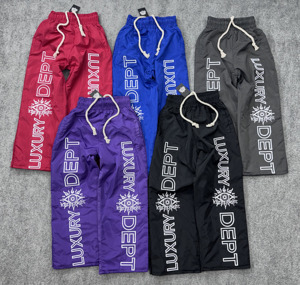 Pantalon de survêtement décontracté de luxe pour homme, taille élastique avec cordon de serrage, léger, en polyester respirant, idéal pour l'été, en nylon - Product Image 1