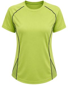 Customized Women Lime Green Quick Dry Sports T Shirt Breathable Mesh Panel Gym Running Workout Yoga Athletic Tee <b>Top</b> - Product Image 1