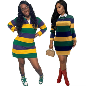 Polo Casual para Mujer, Color Morado, Verde y Dorado, Diseño ODM, Tejido de Punto, Manga Corta, para Mardi Gras - Product Image 5