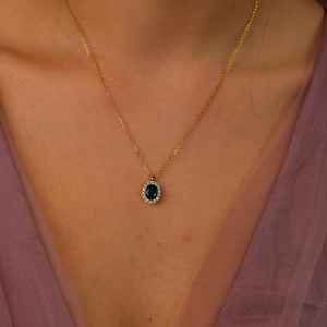 สร้อยคอมรกตแท้925เงินสเตอร์ลิง14K ชุบทองเครื่องประดับอัญมณีมรกตสำหรับเป็นของขวัญวันครบรอบวันเกิดสำหรับเธอ - Product Image 2