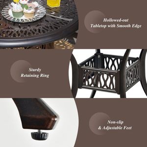 36-Inch Round Patio Dining Bistro <b>Table</b> with Umbrella Hole for Outdoor Settings - Product Image 2