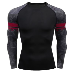 เสื้อรัดกล้ามเนื้อแบบขายส่ง ออกแบบเองได้ แห้งเร็ว ระบายอากาศดี ผ้าเนื้อยืดหยุ่น สำหรับ MMA BJJ เล่นเซิร์ฟ ฟิตเนส และชุดกีฬา - Product Image 3