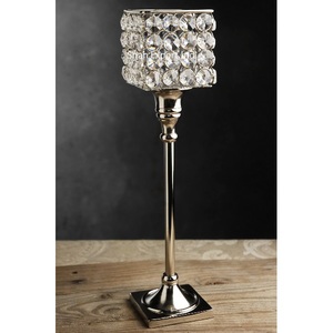 Centro de mesa de boda con cuentas de cristal de alta calidad, pedestal plateado, de Metal Base, soporte de vela hecho a mano - Product Image 6