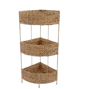 Estante de Almacenamiento Boho Chic de Jacinto de Agua Natural, Hermosa Cesta Trenzada con Motivos, Librería de Esquina, Organizador de Juguetes, Estante de Exhibición - Product Image 2