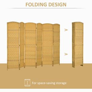 Handcrafted 6-Panel <b>Folding</b> Room Divider <b>Screen</b> 6FT Tall Privacy Freestanding Wood Partition for Home Office Nature Wood Tone - Product Image 4