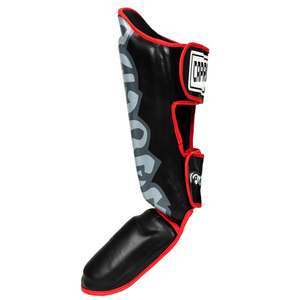 Protège-tibias Caprio personnalisés en cuir PU noir, antidérapants, protection professionnelle pour Muay Thai, Kickboxing, MMA, entraînement de boxe, OEM - Product Image 3