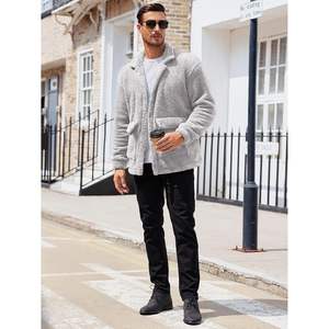 2025 hommes à manches longues Sherpa polaire veste boutonnée manteau pour automne hiver chaud vêtements d'extérieur avec finition floue - Product Image 3