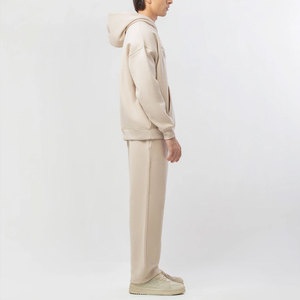Conjunto Deportivo Informal para Hombre, Color Beige, con Capucha, Pantalones Largos y Sudadera con Logotipo Frontal, Corte Regular, 100% Algodón, para Invierno - Product Image 4