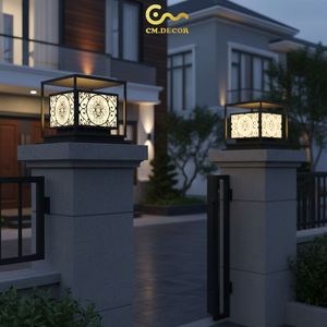 Outdoor Gate <b>Pillar</b> <b>Light</b> Warm White 3500K Lighting Minimalist Pattern for Villa Garden Hotel Post Lamp AC 220V IP65 - Product Image 2