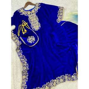 Caftán de diseñador con bordado Dhoti y borde de encaje elegante, talla XL - Product Image 2