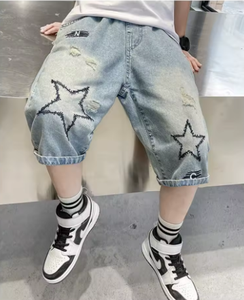 Boys Straight Denim <b>Shorts</b> Summer Children Casual Wide-leg Knee Length Pants Teenage Jean <b>Short</b> <b>Trousers</b> Kids Clothing - Product Image 5