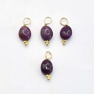 Dyed <b>Ruby</b> Smooth Tumble Pendant 8 to 10mm Gold Plated Three Rawa Charm Handmade Natural Gemstone <b>Necklace</b> Jewelry Gift - Product Image 2