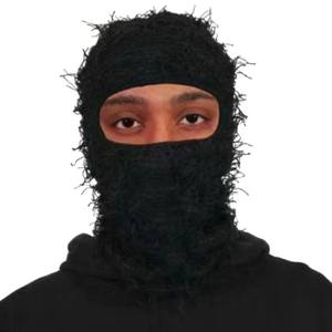 Cagoule de ski d'hiver en tricot de créateur, style mode, intégrale, à un trou, effet vieilli, motif herbeux, type bonnet, anti-vent - Product Image 3