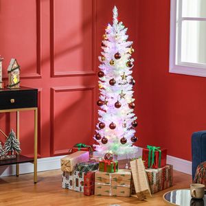 Albero di Natale Sottile Preilluminato da 1,5 m con 8 Modalità di Illuminazione e Rami Bianchi Colorati - Product Image 2