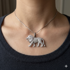 Pendentifs et breloques Hip Hop tendance en or massif 10K, sertis de diamants de laboratoire, motif Lion Roi Africain majestueux en marche, personnalisés - Product Image 2