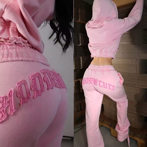 Conjunto Deportivo de 2 Piezas para Mujer con Logotipo Personalizado de Alta Calidad, Sudadera con Capucha, Chándal Informal para Mujer - Product Image 2