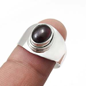 Elegant <b>Silver</b> Bezel Setting <b>Ring</b> With Smooth & Handmade <b>Garnet</b> Gemstone Solid 925 Sterling <b>Silver</b> Jewelry For Men And Women - Product Image 2