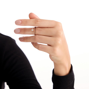 Anillo de lujo elegante con flor de oro rosa cultivada en laboratorio para mujer, joyería de moda nupcial de lujo, oro de 10K, 14K, 18K, plata 925, 935 - Product Image 4
