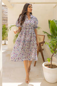VESTIDO MEDIOSO DE ALGODÓN BLANCO PARA MUJER, VESTIDO CÓmodo Y TRANSPIRABLE - Product Image 5