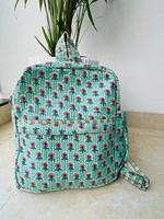 Sac à dos unisexe vintage en coton matelassé léger et pliable, imprimé floral, fermeture éclair, fait main, écologique et recyclable