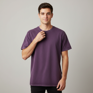 T-shirt décontracté premium pour homme, brodé, en coton tricoté rafraîchissant, coupe classique, couleur unie, respirant, streetwear quotidien, coupe ample - Product Image 4