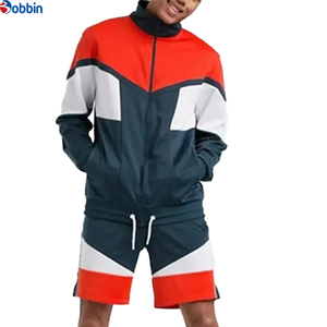 Conjunto Deportivo Personalizado con Chaqueta Cortavientos para Hombre, Conjunto Corto con Bloques de Color, Tejido Informal de Poliéster y Algodón Transpirable para Verano - Product Image 2