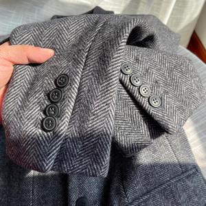Abrigo Largo de Invierno para Mujer, Gris, con Cuello de Solapa, Mezcla de Lana, Cierre de un Solo Botón - Product Image 6
